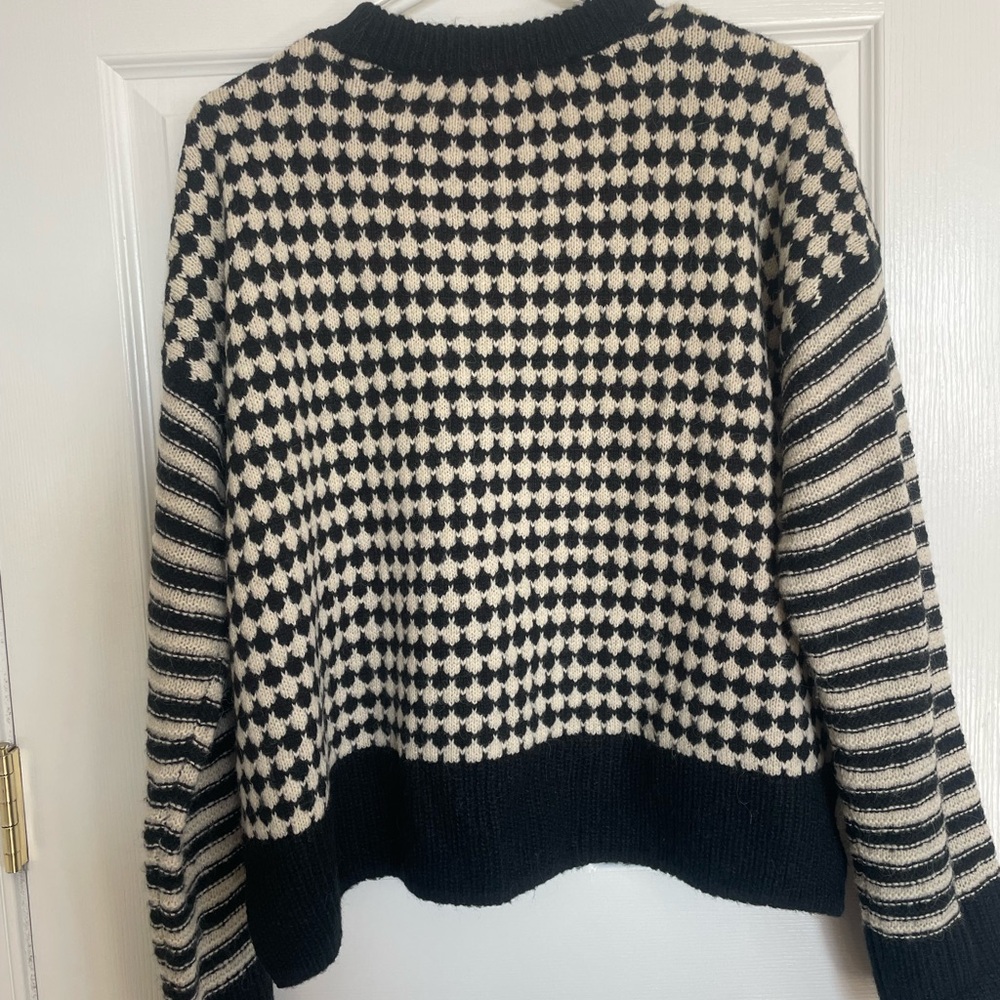 Madewell Black and Cream Geometric Crewneck Sweater - Picture 2 of 3